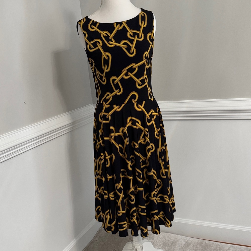 Isaac Mizrahi Black Dress with Gold Accents
